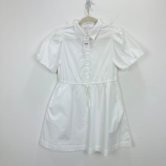 J.Crew Petite Collared Short Sleeve Tie Waist Mini Dress White Classic 8P NWT - Picture 3 of 12
